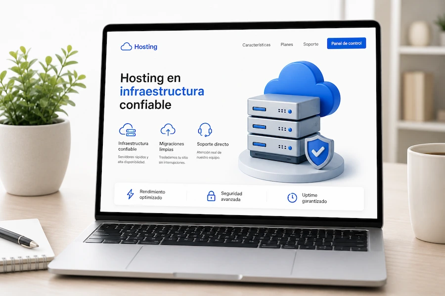 Hosting administrado con cPanel — pantalla mostrando panel de administración del sitio